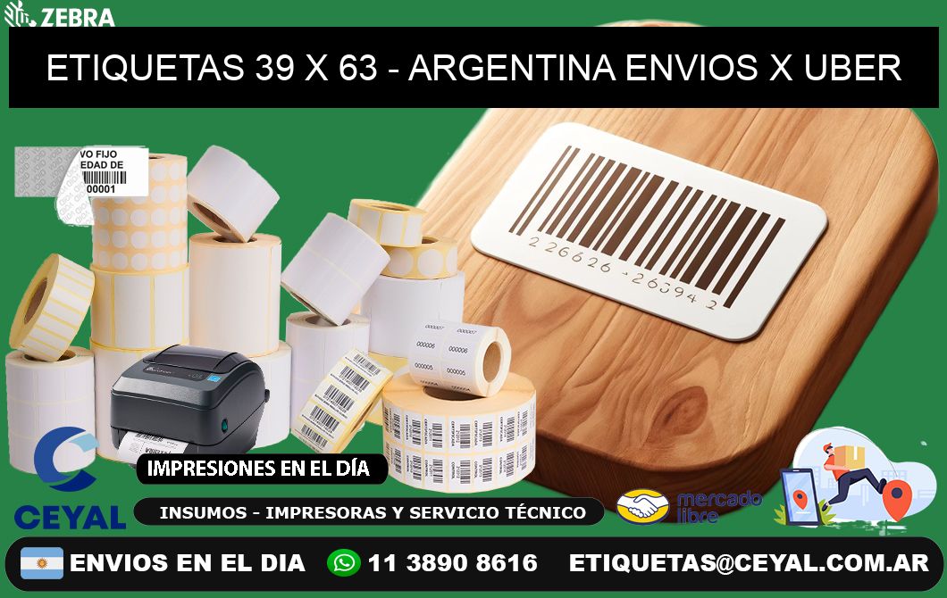 ETIQUETAS 39 x 63 - ARGENTINA ENVIOS X UBER