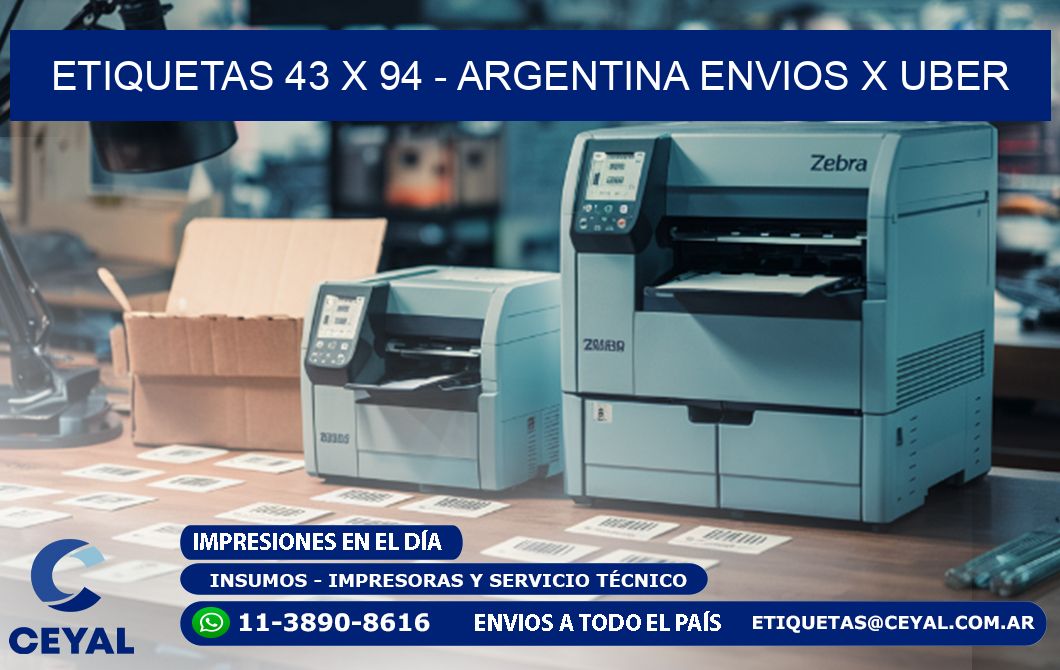 ETIQUETAS 43 x 94 - ARGENTINA ENVIOS X UBER