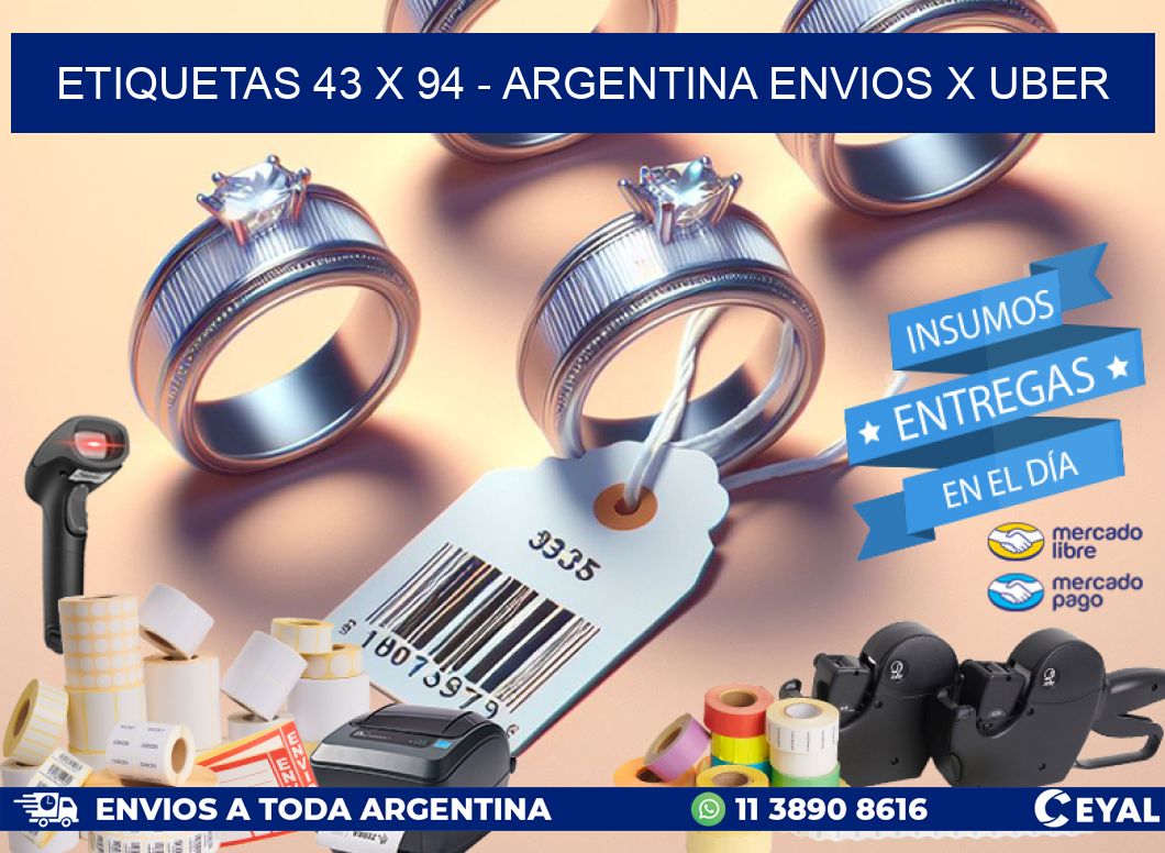 ETIQUETAS 43 x 94 - ARGENTINA ENVIOS X UBER