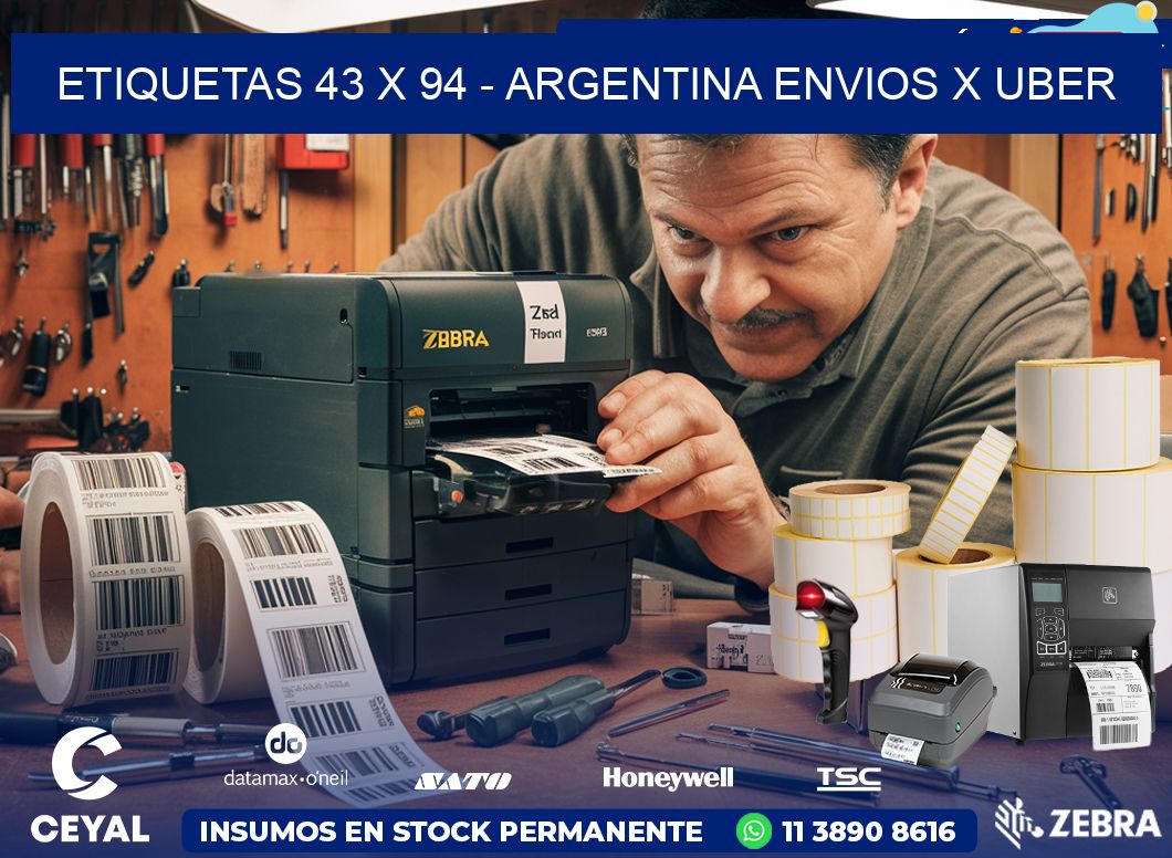 ETIQUETAS 43 x 94 - ARGENTINA ENVIOS X UBER