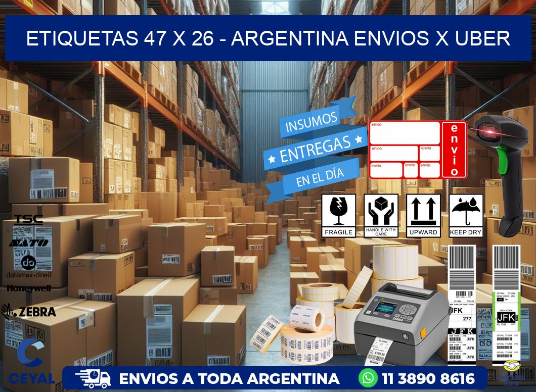 ETIQUETAS 47 x 26 - ARGENTINA ENVIOS X UBER