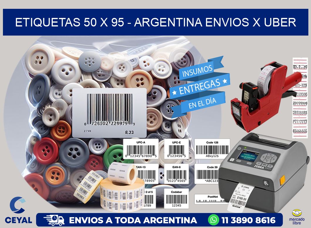 ETIQUETAS 50 x 95 - ARGENTINA ENVIOS X UBER