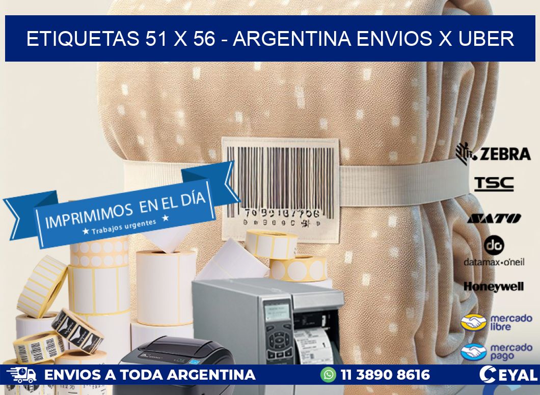 ETIQUETAS 51 x 56 - ARGENTINA ENVIOS X UBER