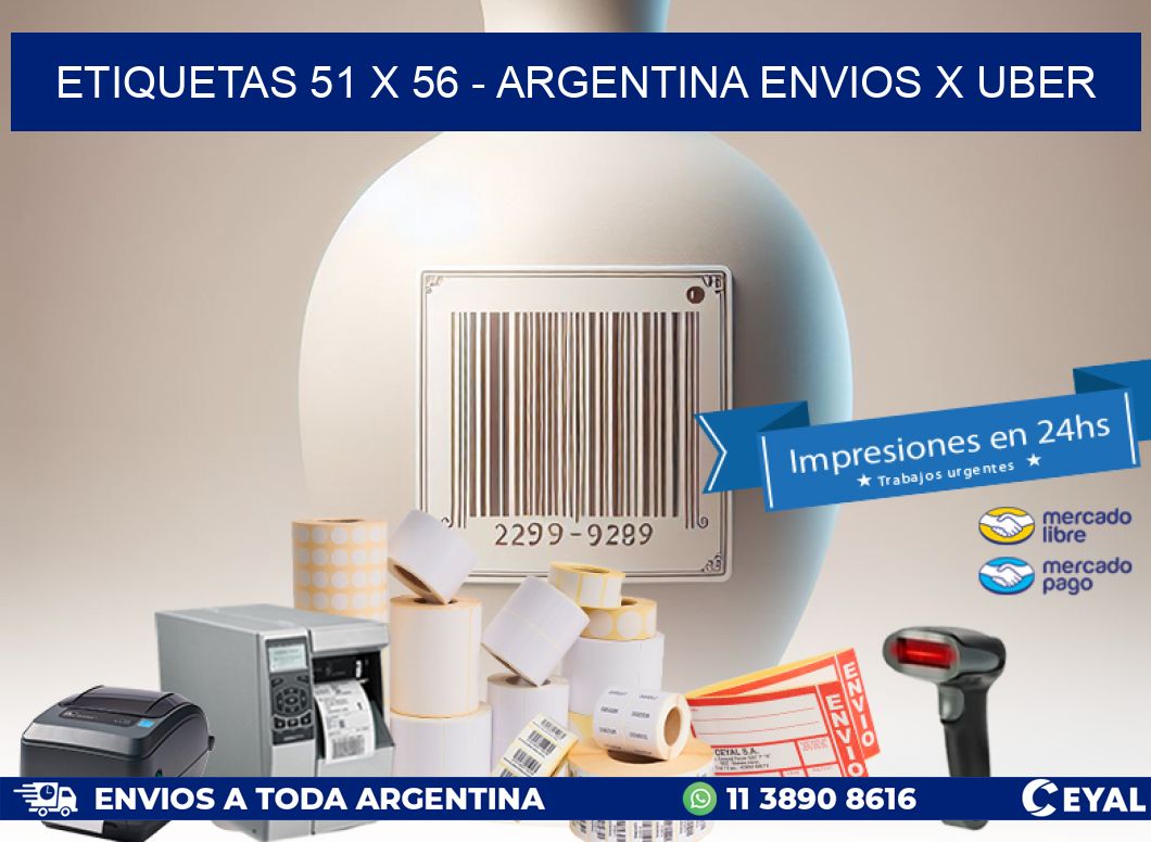 ETIQUETAS 51 x 56 - ARGENTINA ENVIOS X UBER