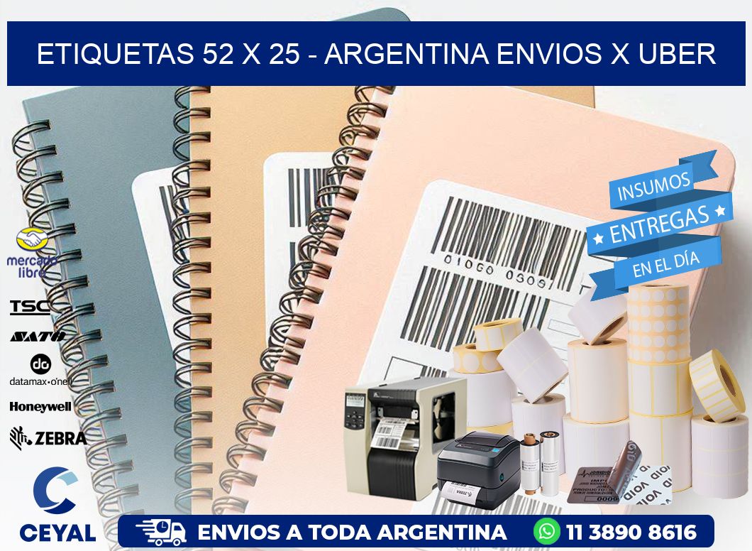 ETIQUETAS 52 x 25 - ARGENTINA ENVIOS X UBER