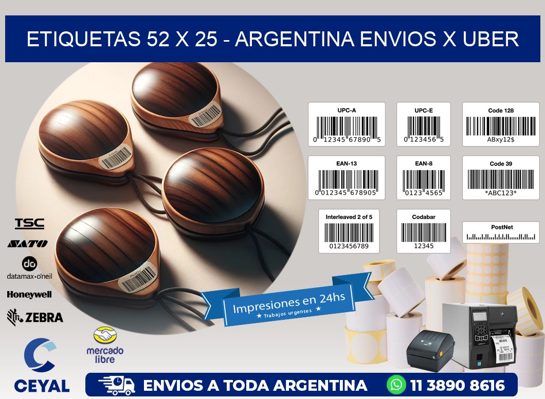 ETIQUETAS 52 x 25 - ARGENTINA ENVIOS X UBER