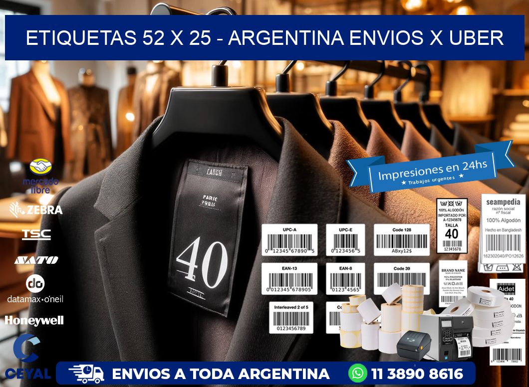 ETIQUETAS 52 x 25 - ARGENTINA ENVIOS X UBER