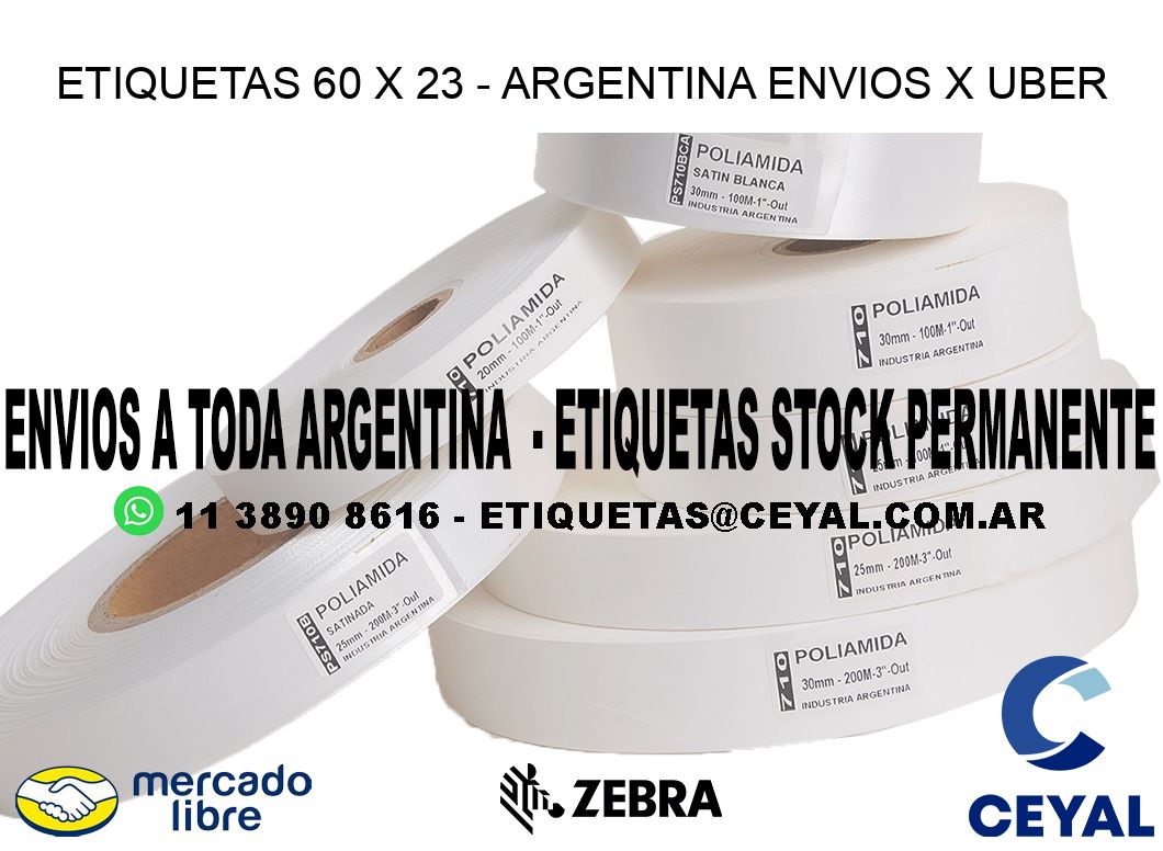 ETIQUETAS 60 x 23 - ARGENTINA ENVIOS X UBER