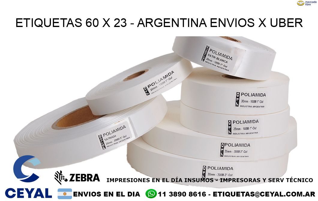 ETIQUETAS 60 x 23 - ARGENTINA ENVIOS X UBER