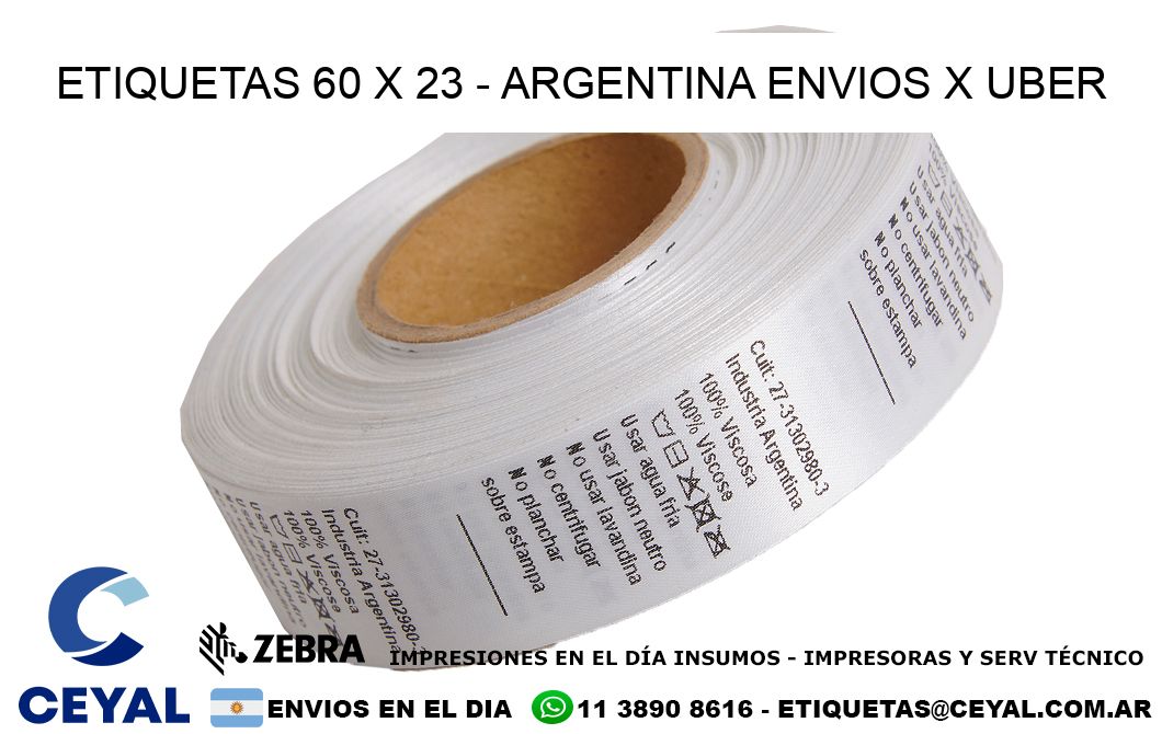 ETIQUETAS 60 x 23 - ARGENTINA ENVIOS X UBER