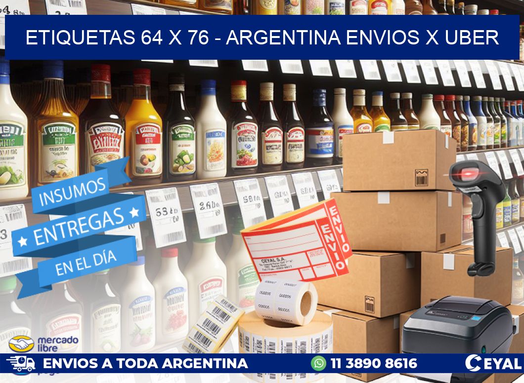 ETIQUETAS 64 x 76 - ARGENTINA ENVIOS X UBER