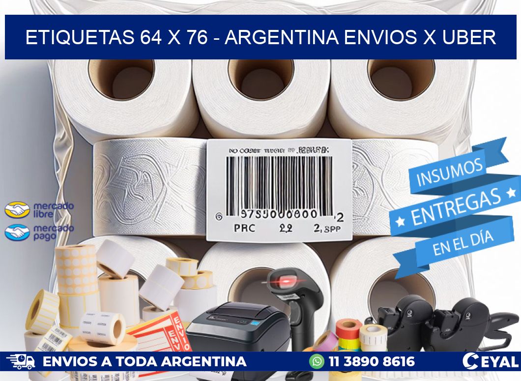 ETIQUETAS 64 x 76 - ARGENTINA ENVIOS X UBER