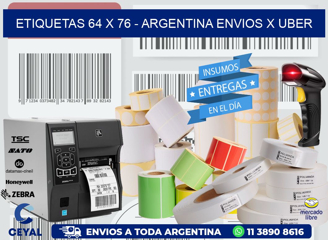 ETIQUETAS 64 x 76 - ARGENTINA ENVIOS X UBER