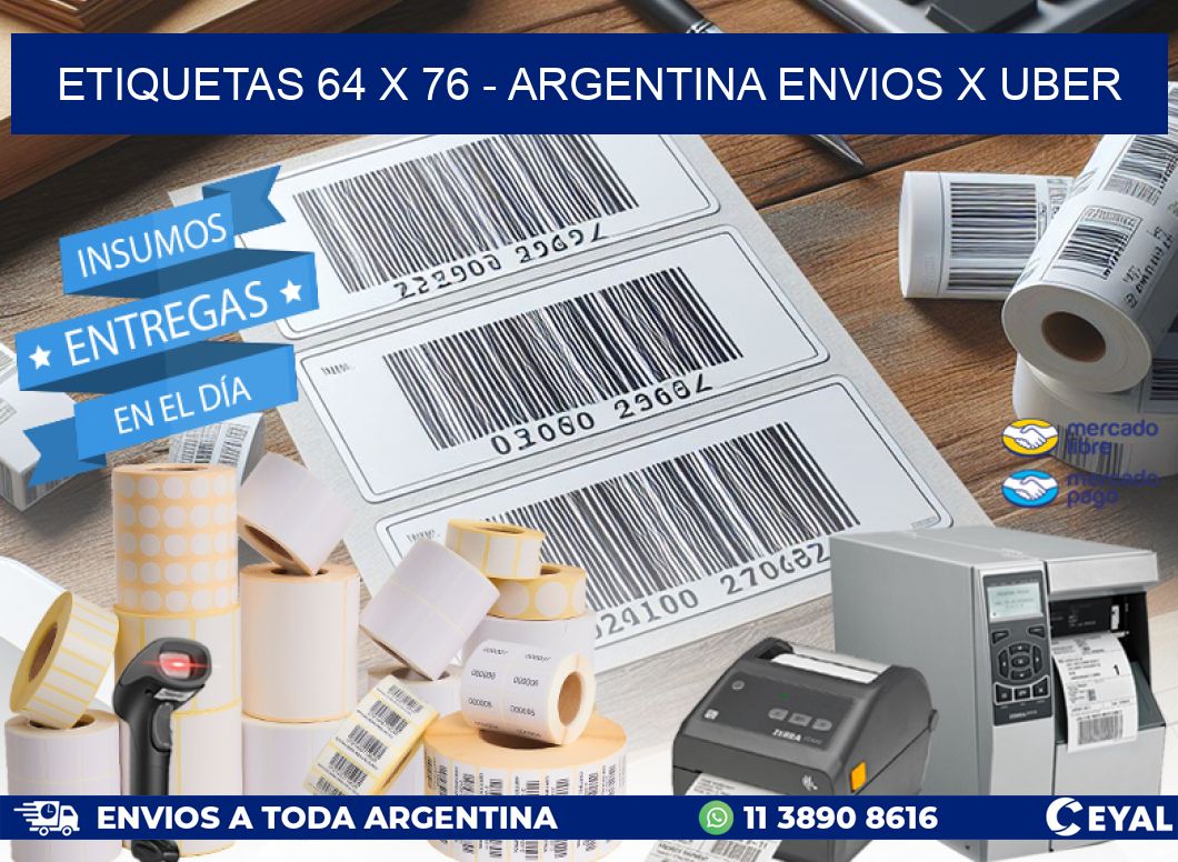 ETIQUETAS 64 x 76 - ARGENTINA ENVIOS X UBER