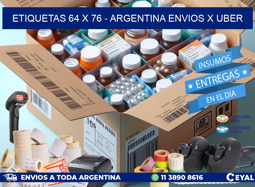 ETIQUETAS 64 x 76 - ARGENTINA ENVIOS X UBER