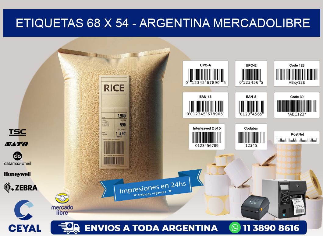 ETIQUETAS 68 x 54 - ARGENTINA MERCADOLIBRE