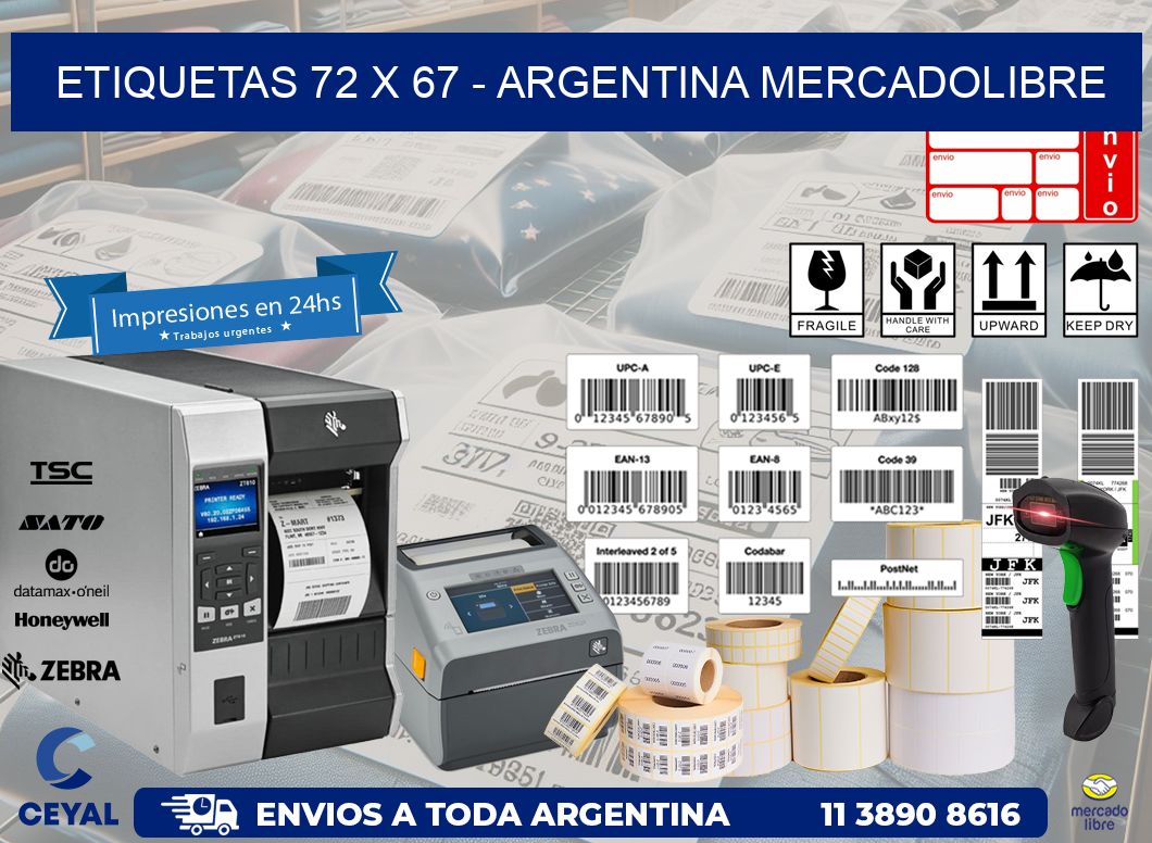 ETIQUETAS 72 x 67 - ARGENTINA MERCADOLIBRE