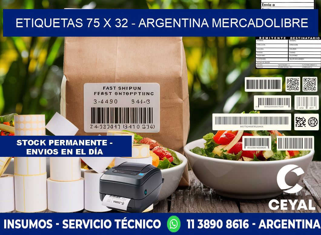 ETIQUETAS 75 x 32 - ARGENTINA MERCADOLIBRE