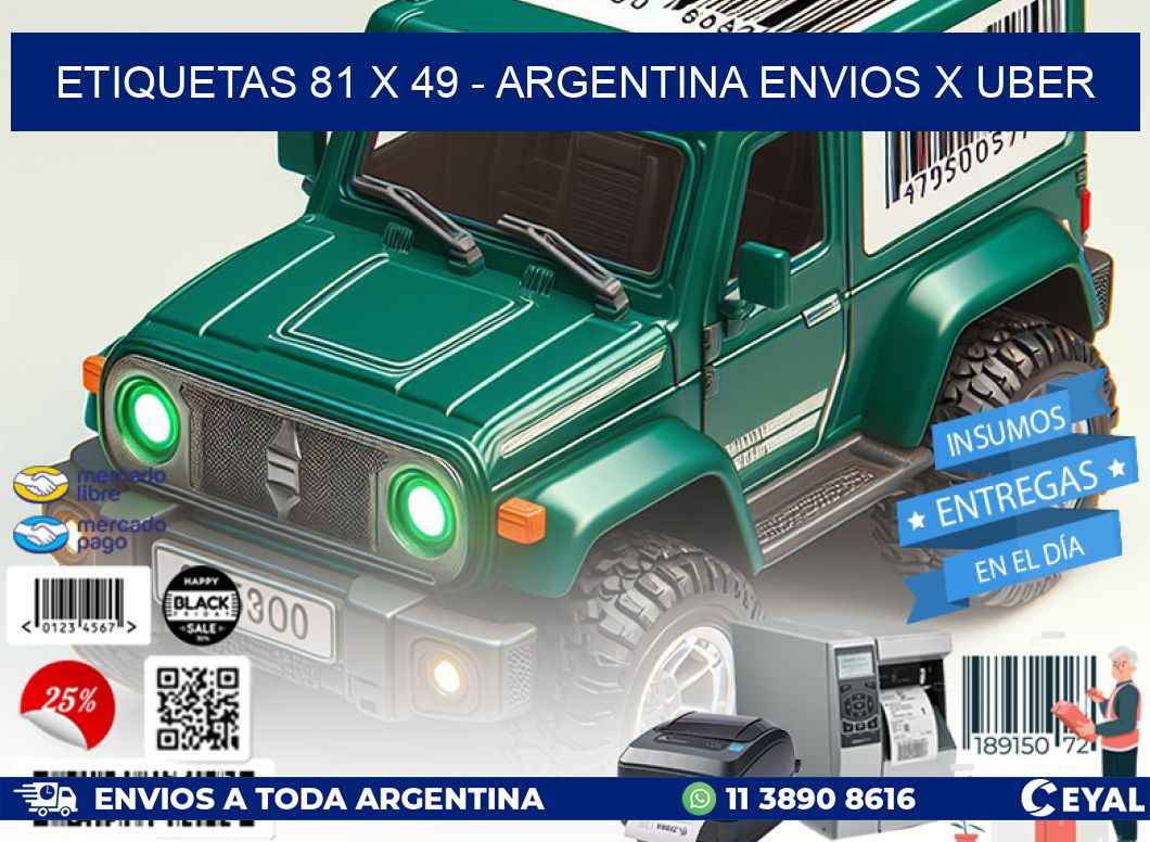 ETIQUETAS 81 x 49 - ARGENTINA ENVIOS X UBER