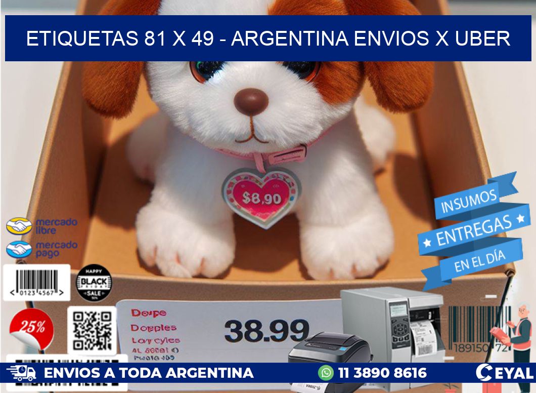 ETIQUETAS 81 x 49 - ARGENTINA ENVIOS X UBER