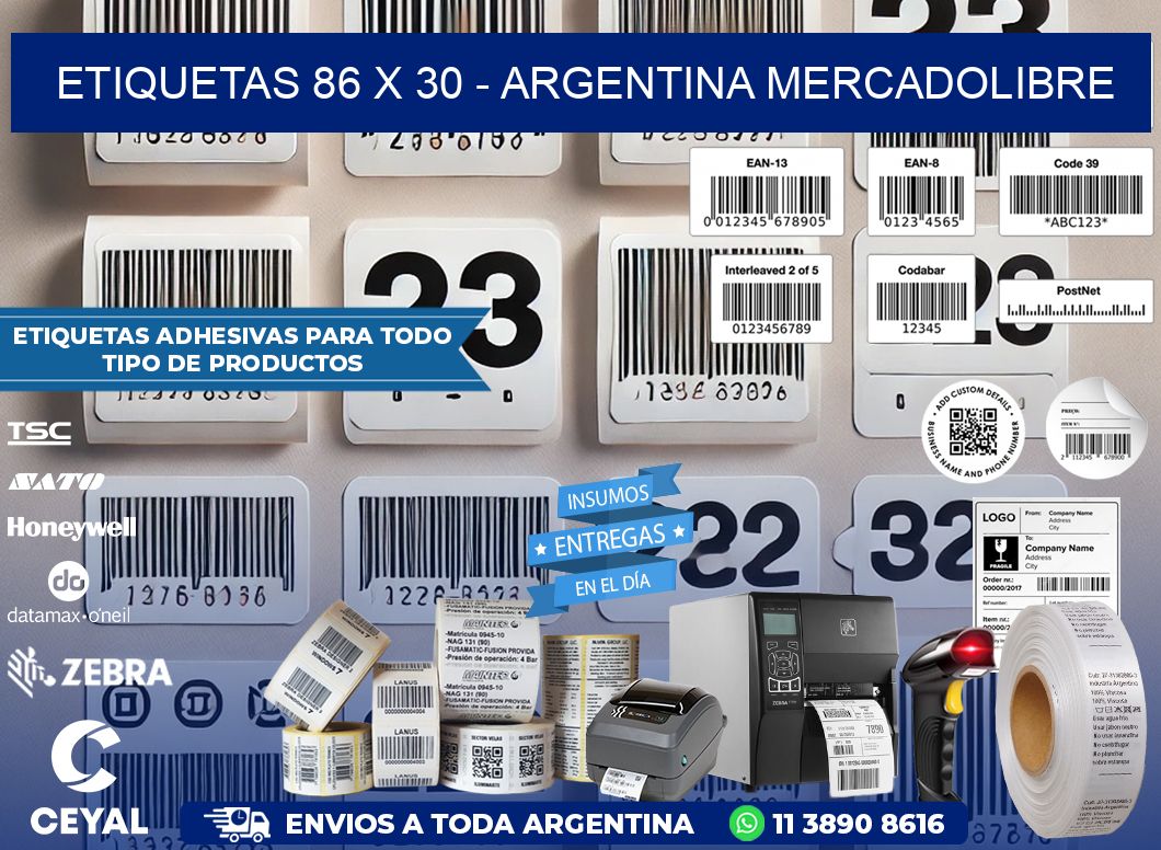 ETIQUETAS 86 x 30 - ARGENTINA MERCADOLIBRE