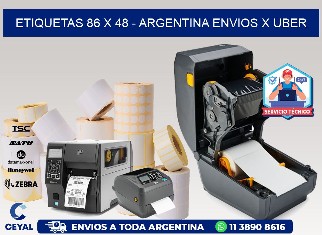 ETIQUETAS 86 x 48 - ARGENTINA ENVIOS X UBER