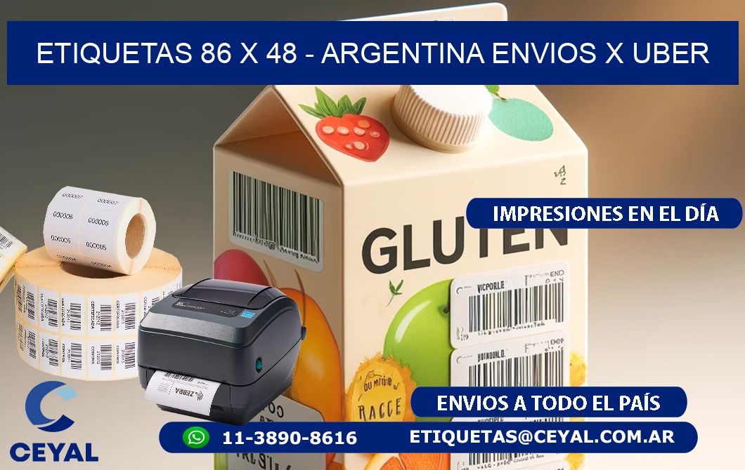 ETIQUETAS 86 x 48 - ARGENTINA ENVIOS X UBER