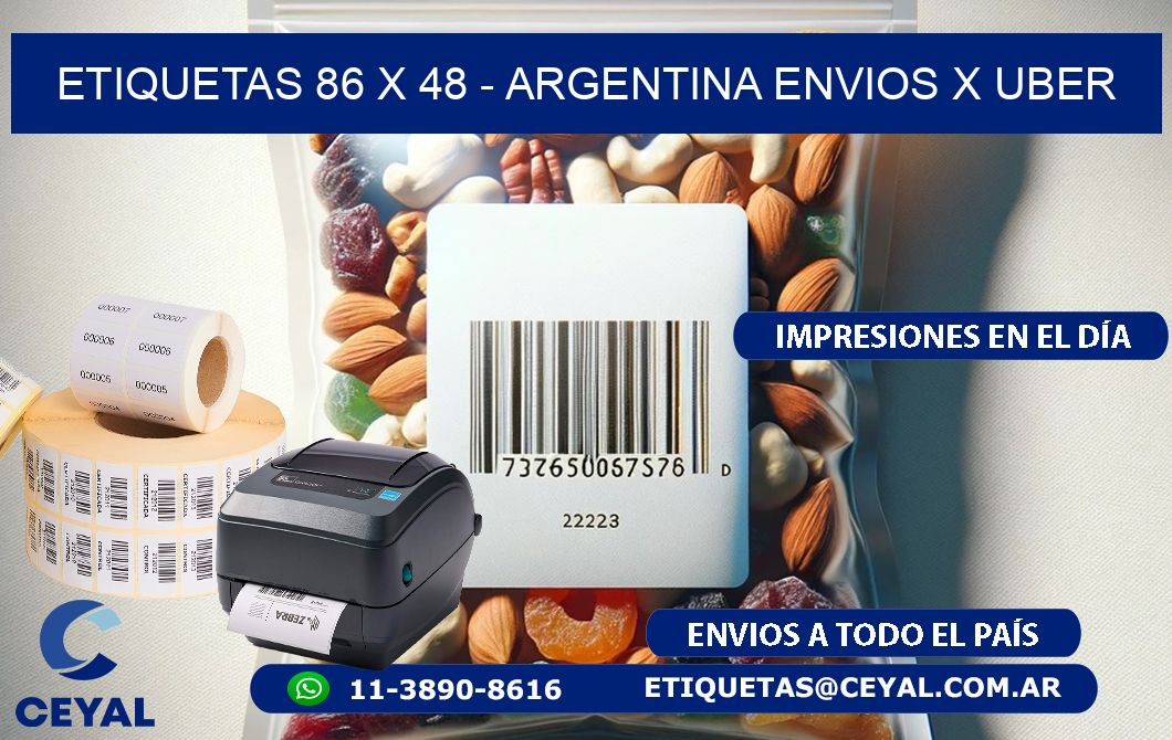 ETIQUETAS 86 x 48 - ARGENTINA ENVIOS X UBER