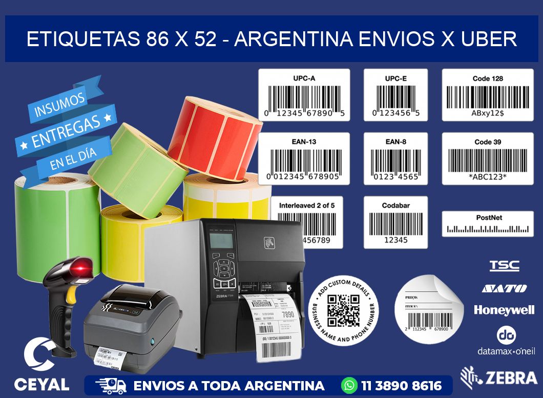 ETIQUETAS 86 x 52 - ARGENTINA ENVIOS X UBER