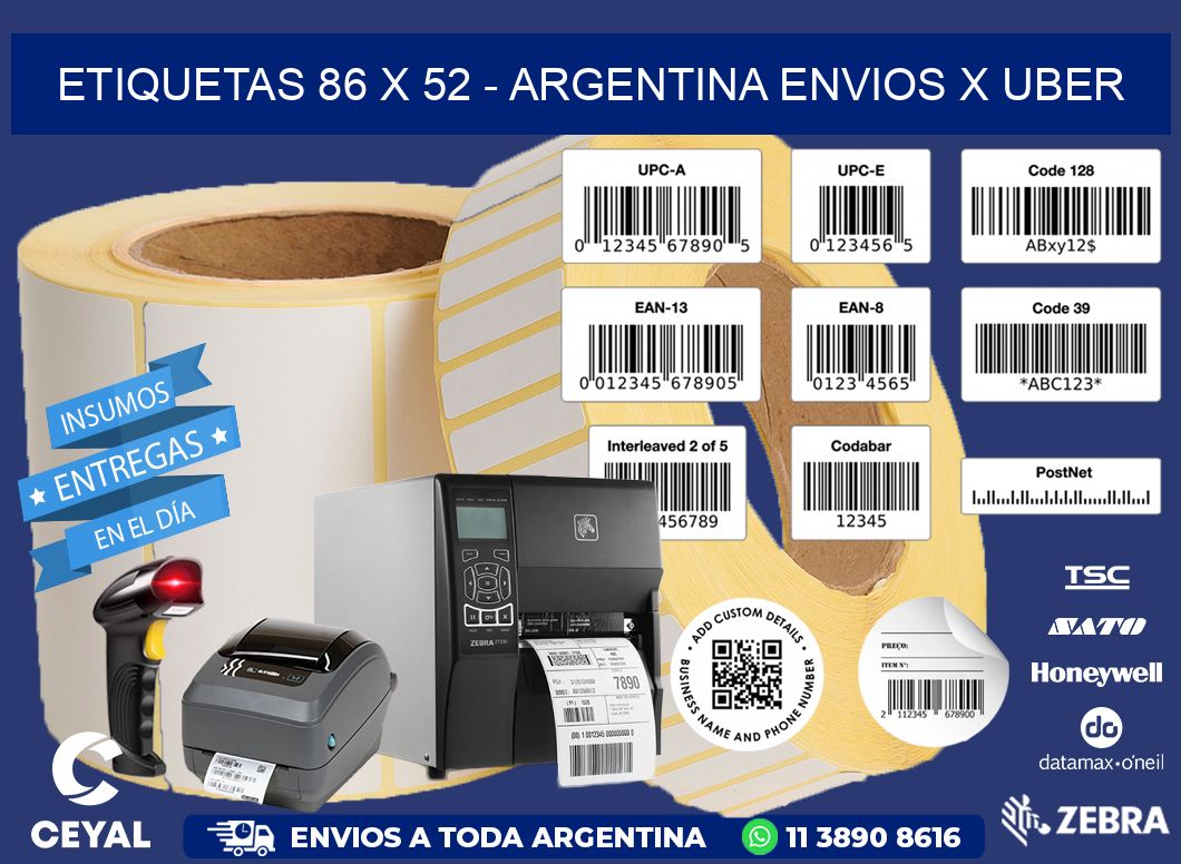 ETIQUETAS 86 x 52 - ARGENTINA ENVIOS X UBER