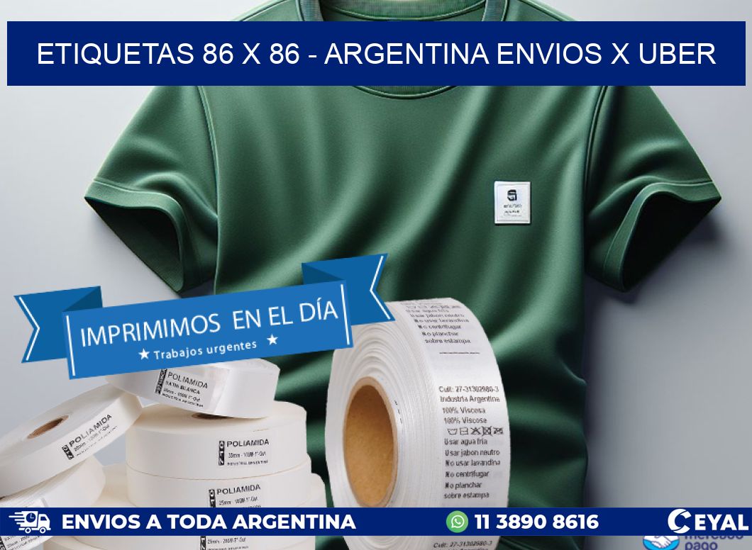 ETIQUETAS 86 x 86 - ARGENTINA ENVIOS X UBER