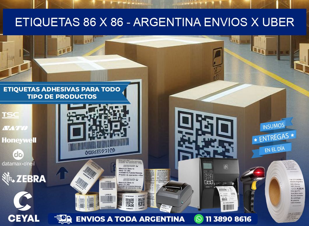 ETIQUETAS 86 x 86 - ARGENTINA ENVIOS X UBER