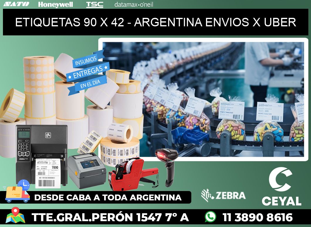 ETIQUETAS 90 x 42 - ARGENTINA ENVIOS X UBER