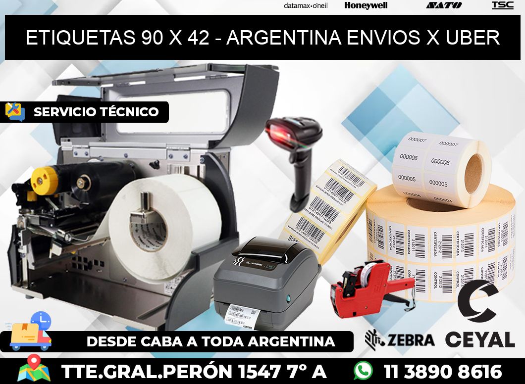 ETIQUETAS 90 x 42 - ARGENTINA ENVIOS X UBER