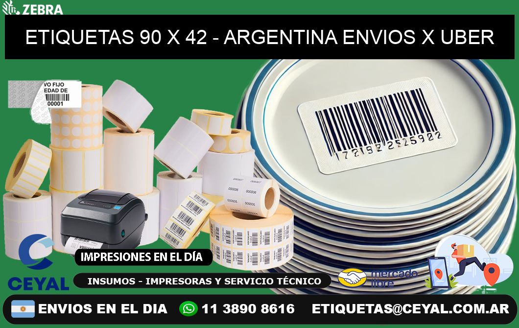 ETIQUETAS 90 x 42 - ARGENTINA ENVIOS X UBER