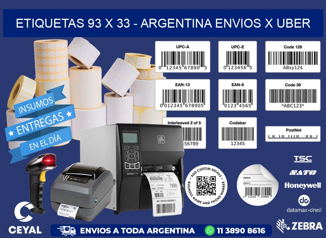 ETIQUETAS 93 x 33 - ARGENTINA ENVIOS X UBER