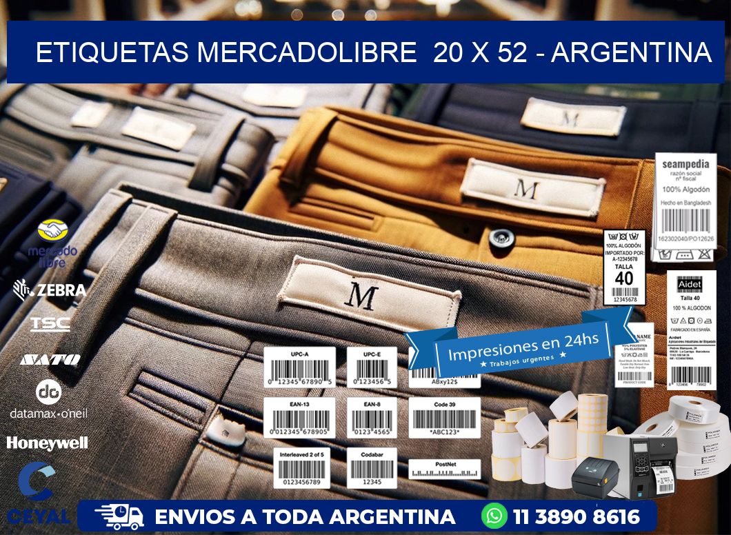 ETIQUETAS MERCADOLIBRE  20 x 52 - ARGENTINA