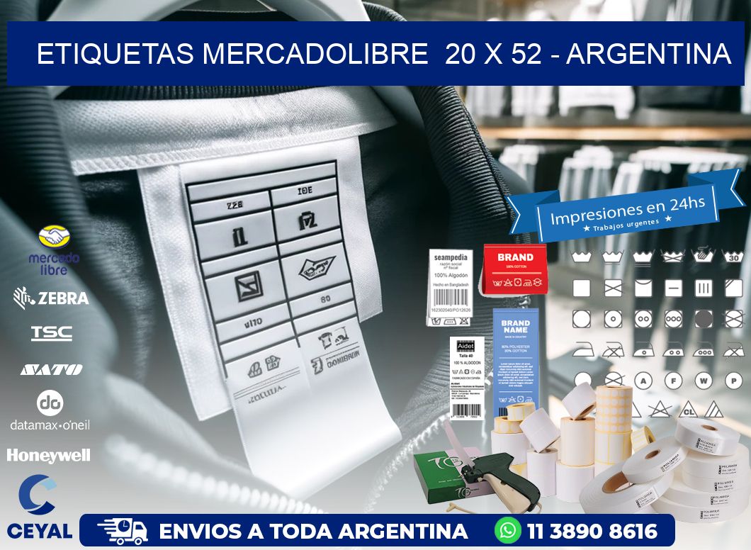 ETIQUETAS MERCADOLIBRE  20 x 52 - ARGENTINA