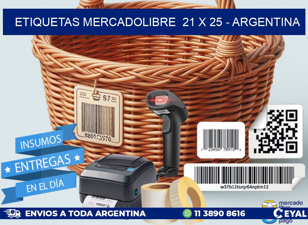 ETIQUETAS MERCADOLIBRE  21 x 25 - ARGENTINA