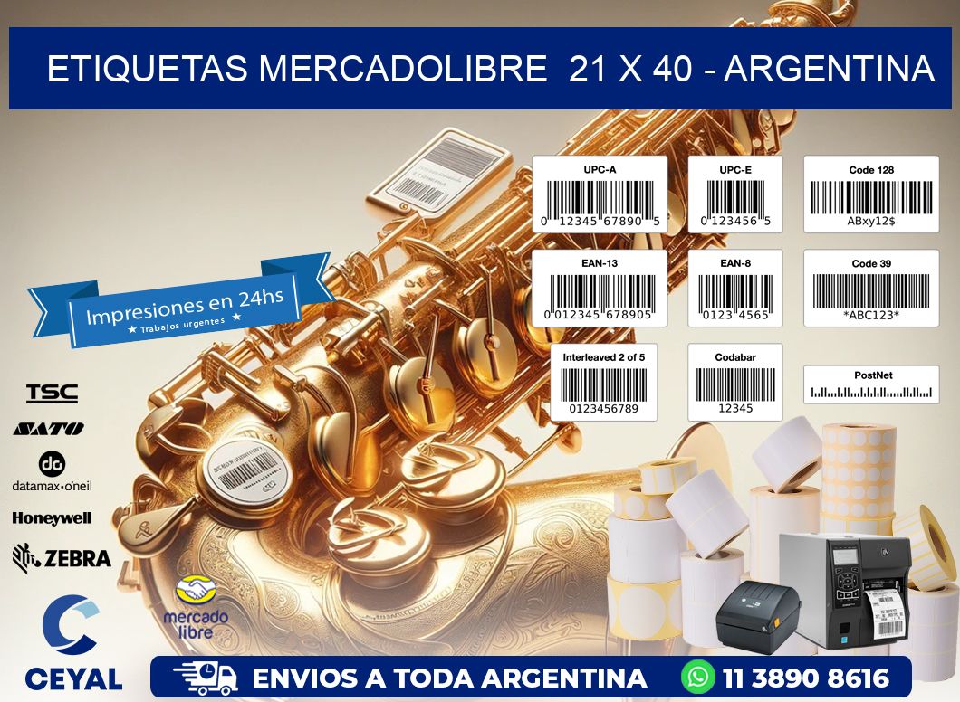 ETIQUETAS MERCADOLIBRE  21 x 40 - ARGENTINA