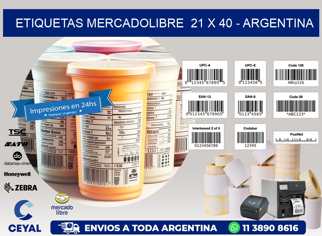 ETIQUETAS MERCADOLIBRE  21 x 40 - ARGENTINA