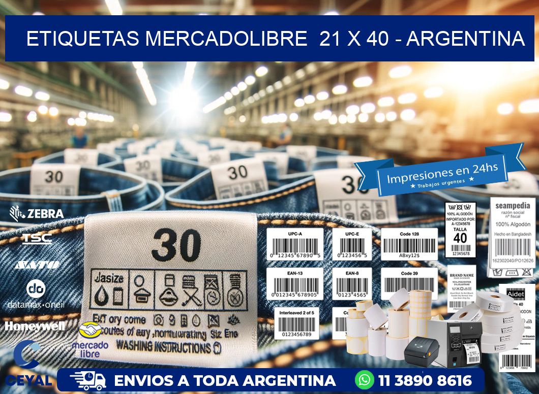 ETIQUETAS MERCADOLIBRE  21 x 40 - ARGENTINA