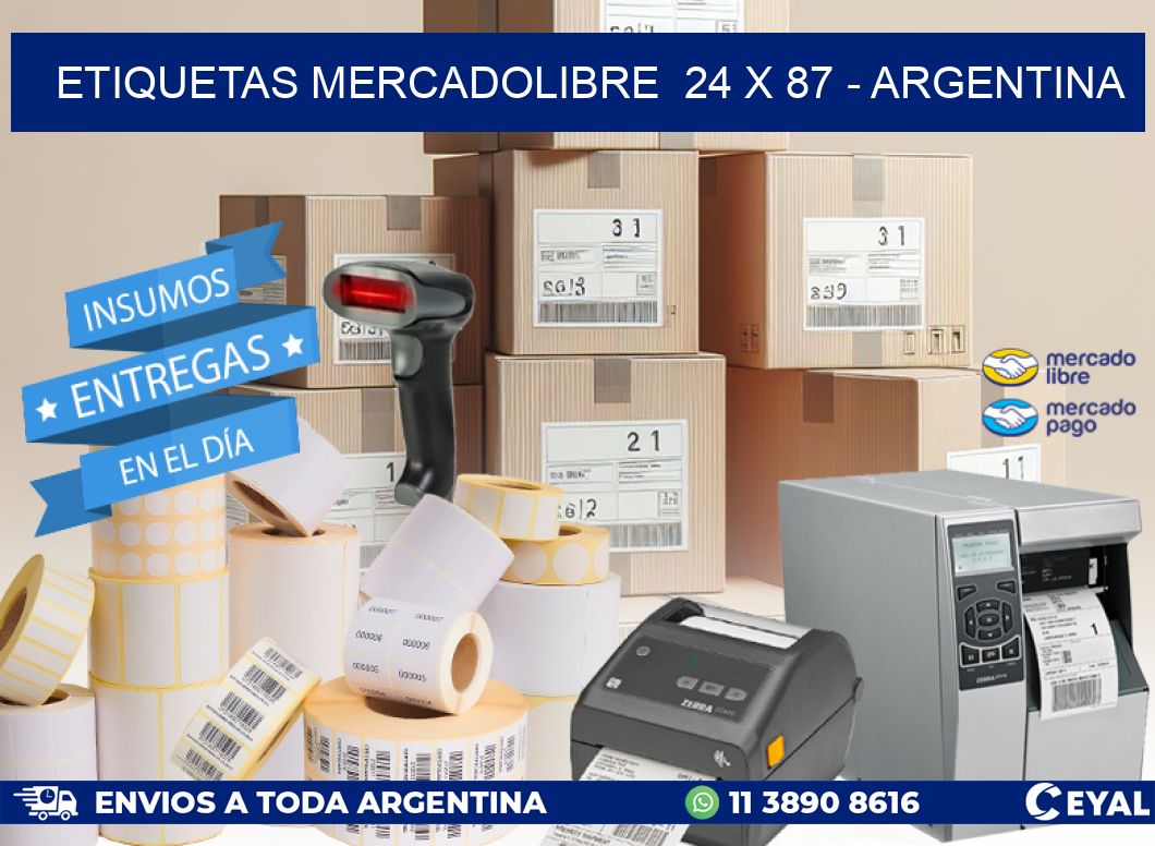 ETIQUETAS MERCADOLIBRE  24 x 87 - ARGENTINA