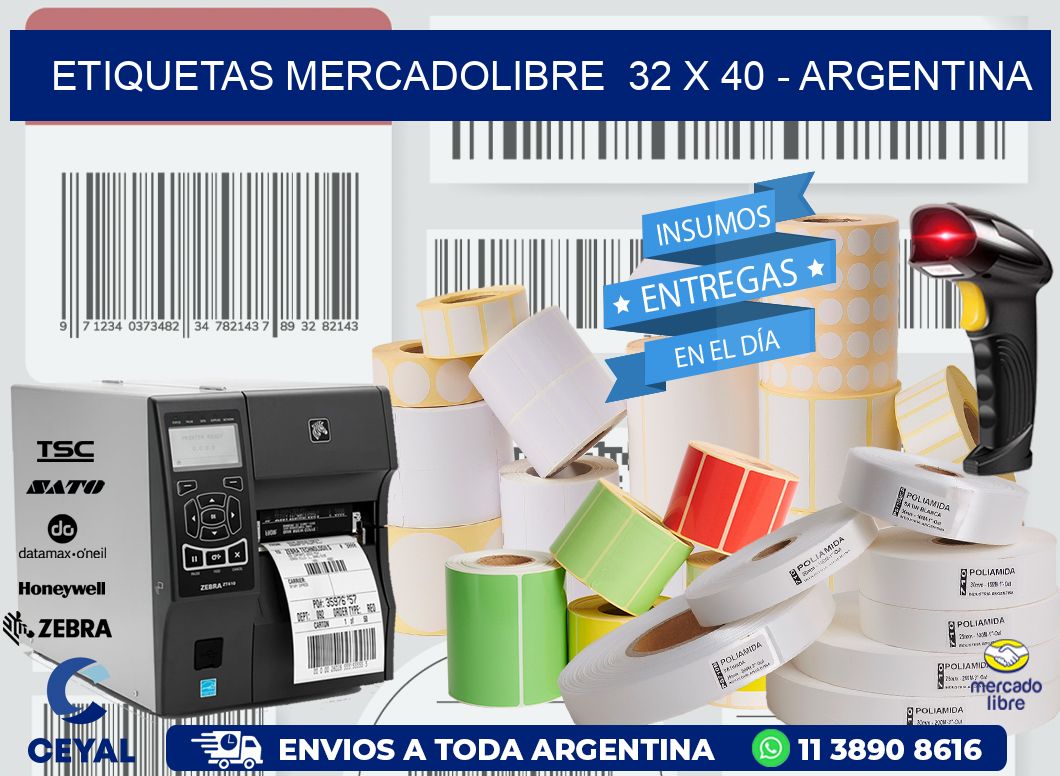 ETIQUETAS MERCADOLIBRE  32 x 40 - ARGENTINA