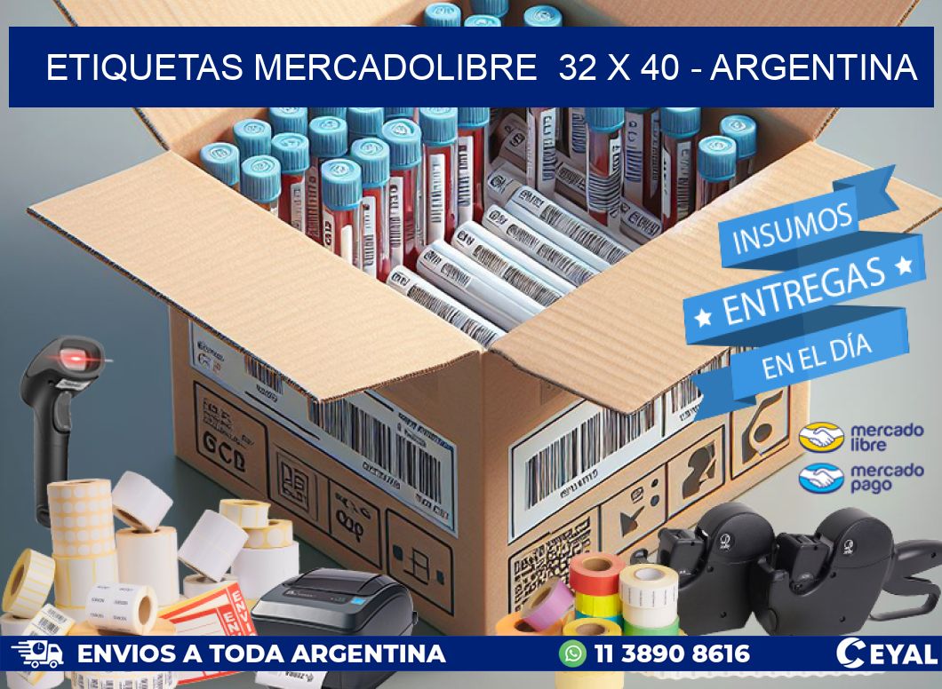 ETIQUETAS MERCADOLIBRE  32 x 40 - ARGENTINA