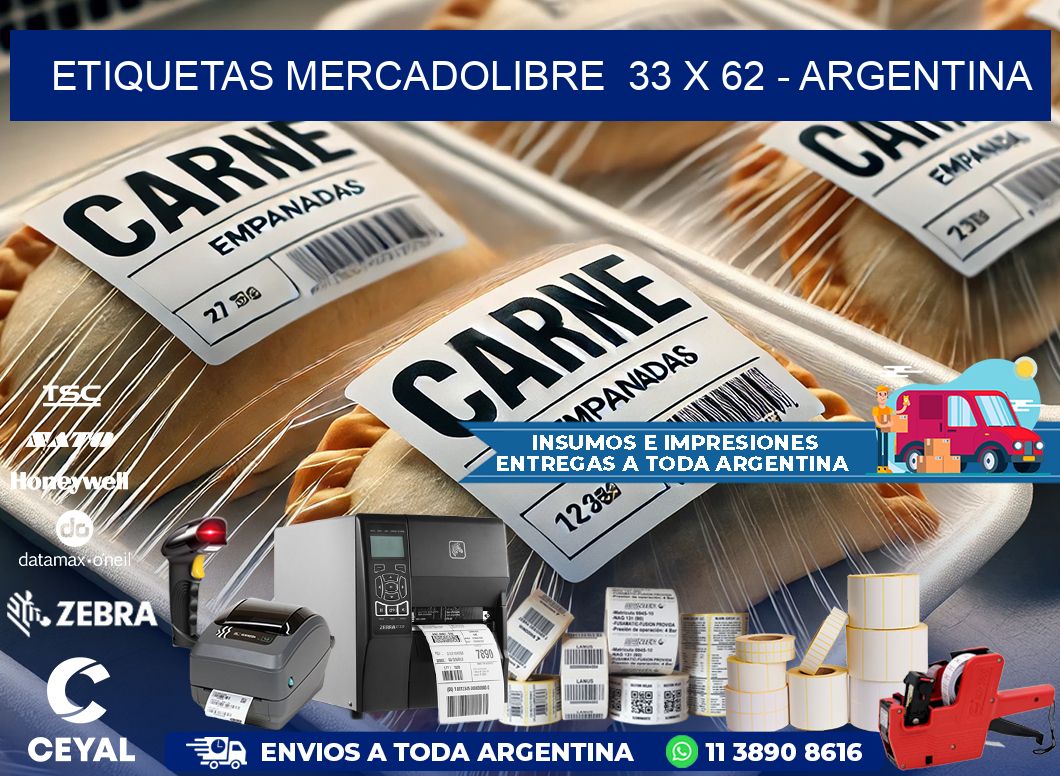 ETIQUETAS MERCADOLIBRE  33 x 62 - ARGENTINA