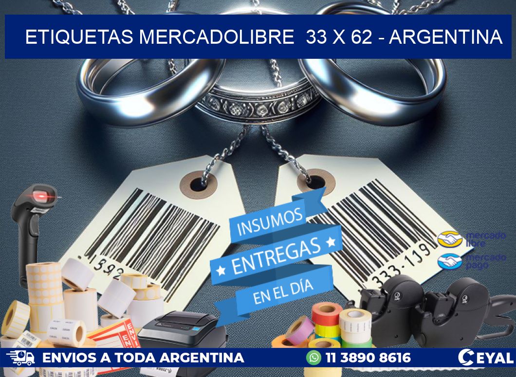 ETIQUETAS MERCADOLIBRE  33 x 62 - ARGENTINA