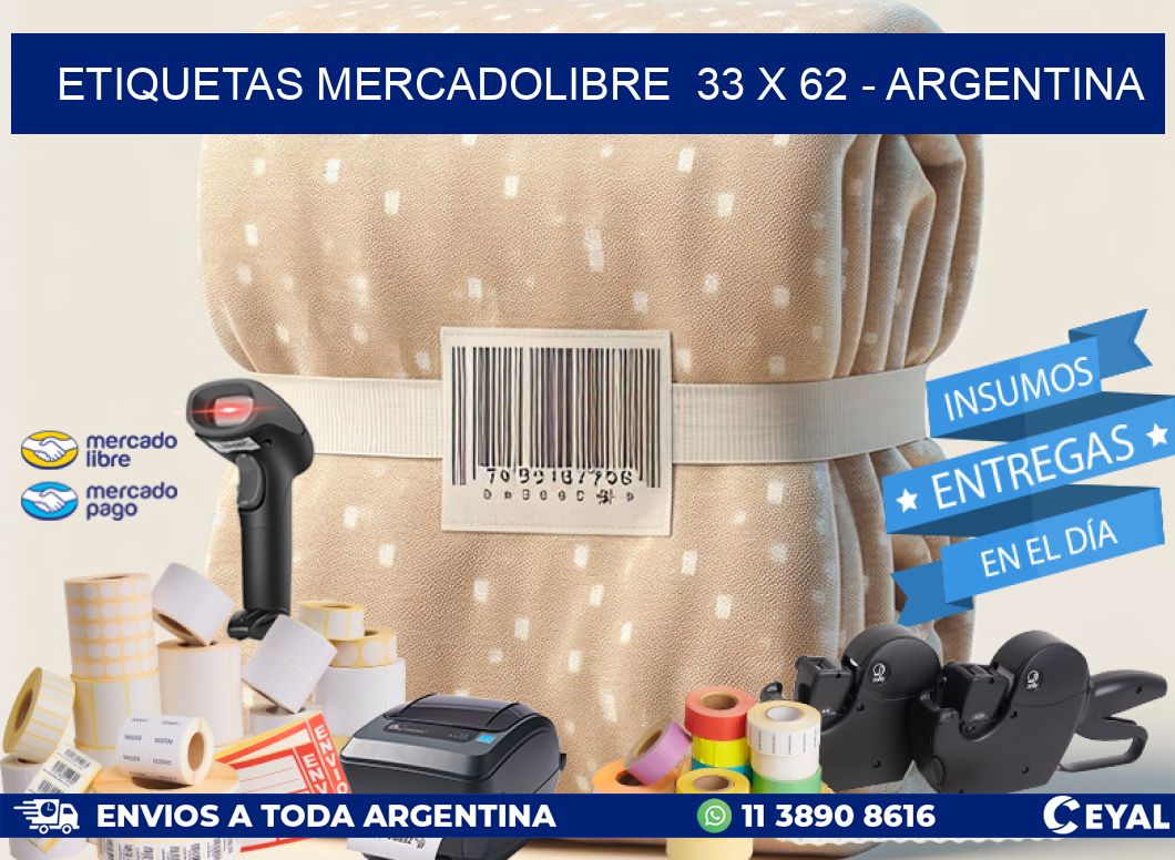 ETIQUETAS MERCADOLIBRE  33 x 62 - ARGENTINA