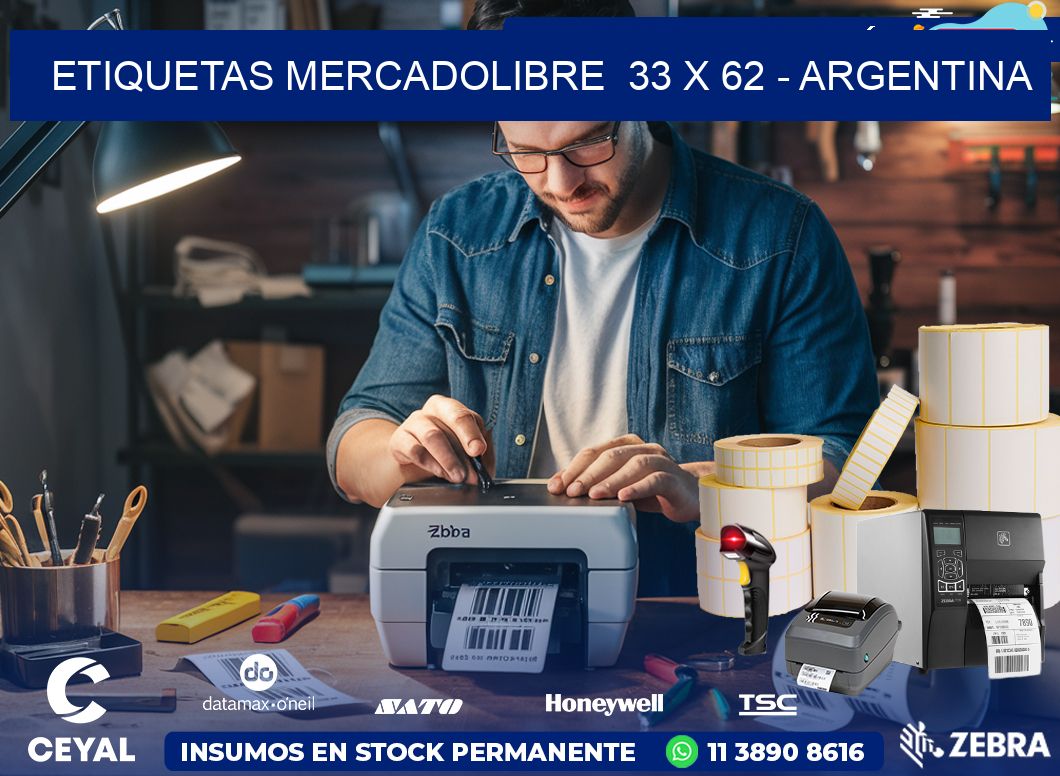 ETIQUETAS MERCADOLIBRE  33 x 62 - ARGENTINA