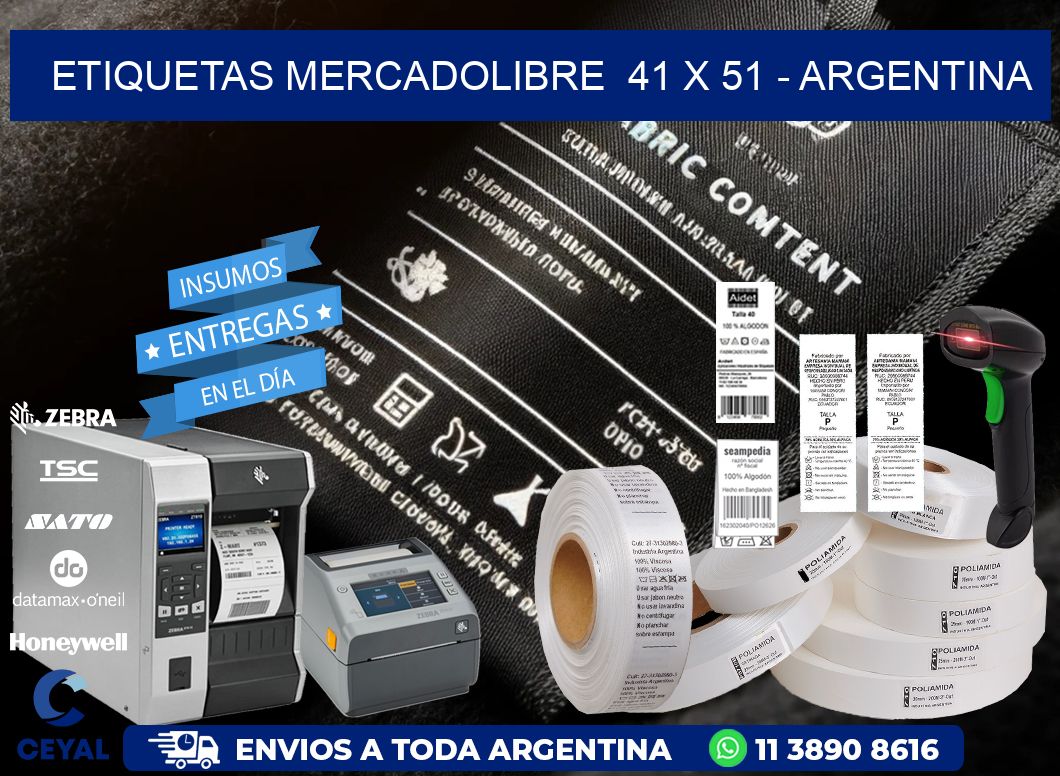 ETIQUETAS MERCADOLIBRE  41 x 51 - ARGENTINA